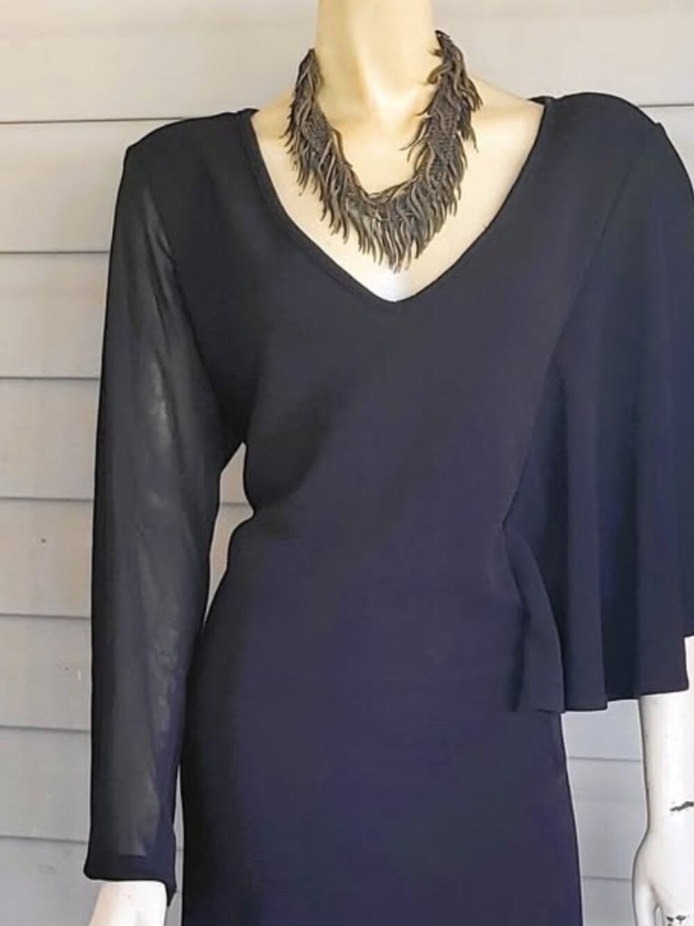 ASHLEY STEWART CONTRASTING SLEEVE DRESS - Picture 3 of 5